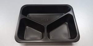 227x178x40 pojemnik 3-dzielny czarny PP[50/op] ADT-3-40-E T3/40 GBOX GASTRO EKO 4433 brak ścięcia